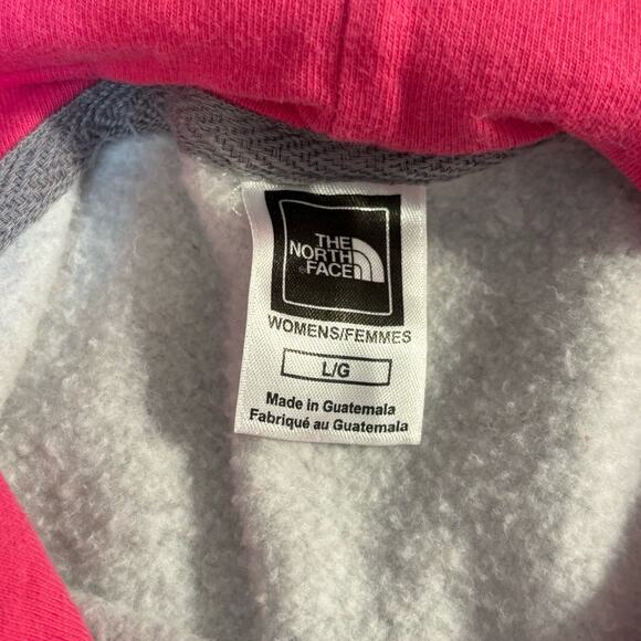 The North Face Womens Hoodie Gray Pink Logo Long Sleeve Pullover Sweatshirt Sz L - Picture 5 of 12